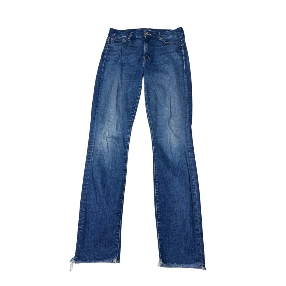 MOTHER High Waisted Looker Ankle Fray Jeans Goin' For Gold Blue Women Size 27X29